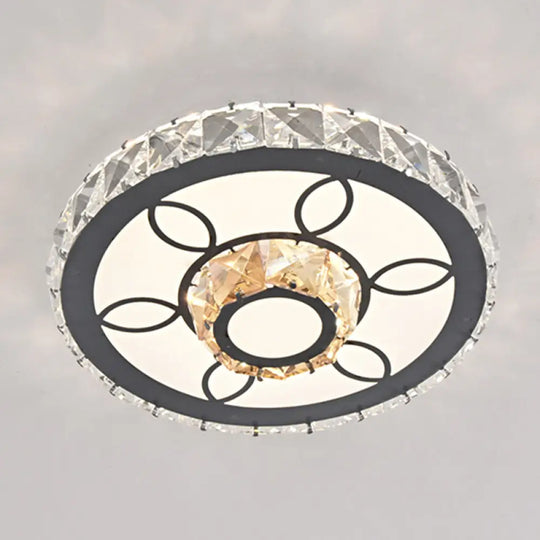 Modern Crystal Led Flush Mount Ceiling Light In Stainless - Steel For Corridors / Third Gear A