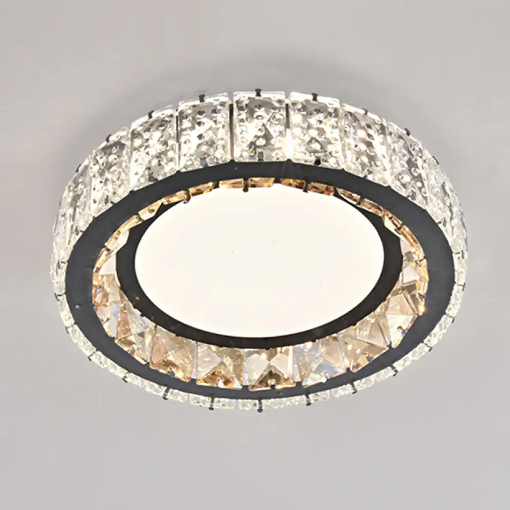 Modern Crystal Led Flush Mount Ceiling Light In Stainless - Steel For Corridors / Third Gear B