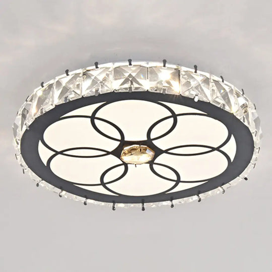 Modern Crystal Led Flush Mount Ceiling Light In Stainless - Steel For Corridors / Third Gear C