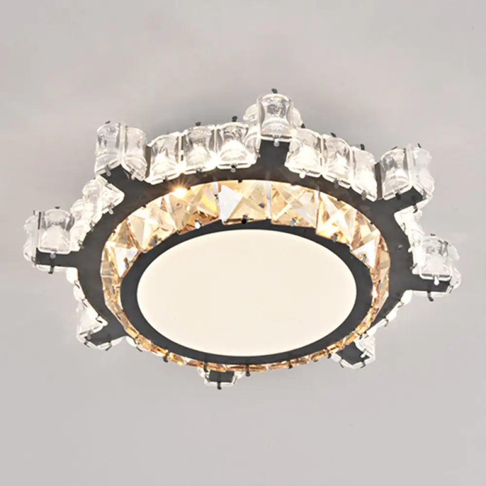 Modern Crystal Led Flush Mount Ceiling Light In Stainless - Steel For Corridors / Third Gear D