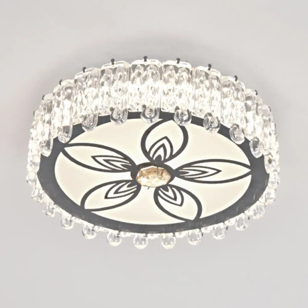 Modern Crystal Led Flush Mount Ceiling Light In Stainless - Steel For Corridors / Third Gear E