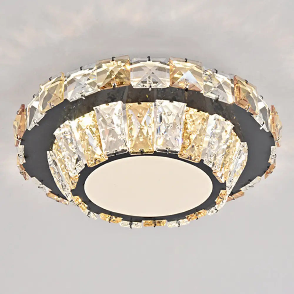 Modern Crystal Led Flush Mount Ceiling Light In Stainless - Steel For Corridors / Third Gear F