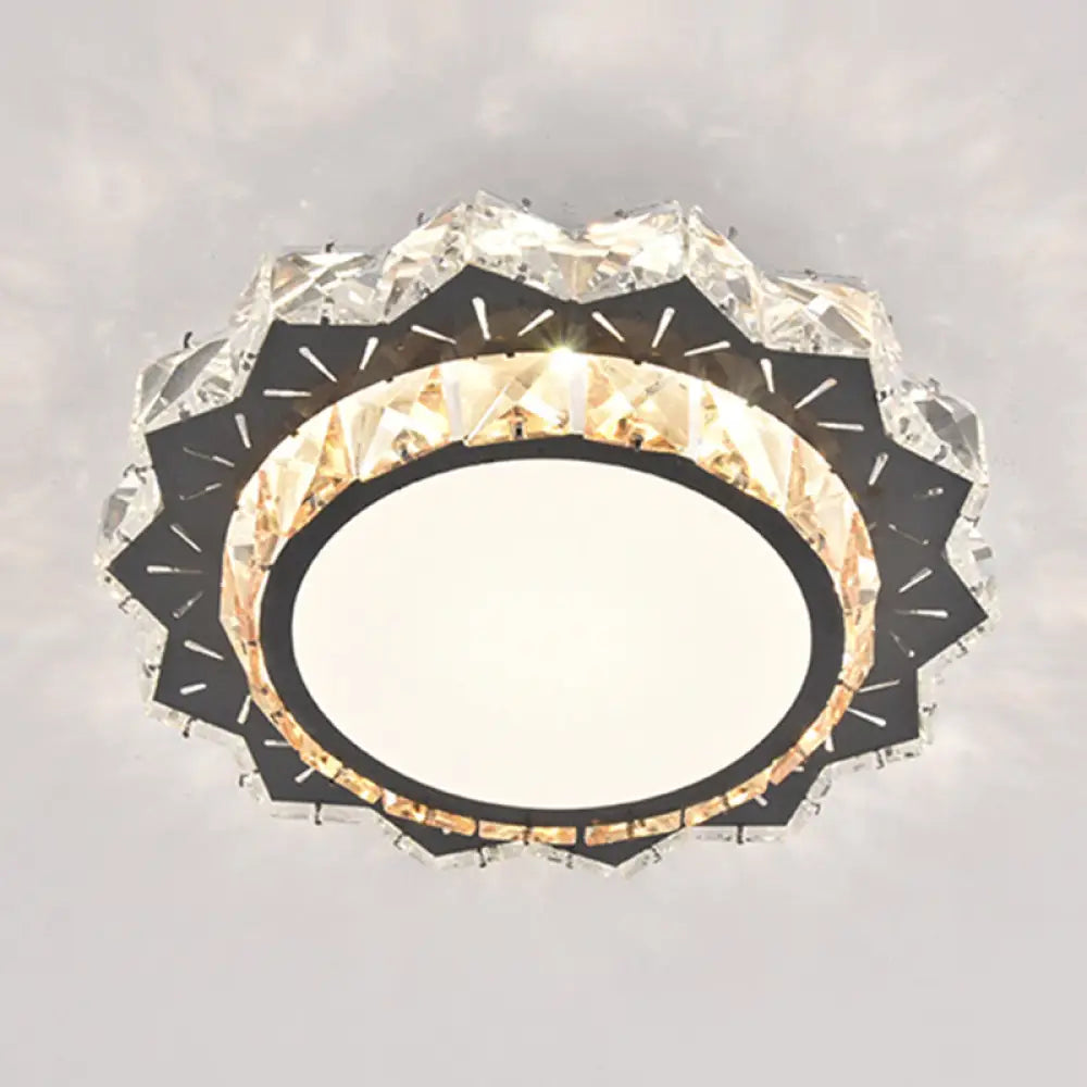 Modern Crystal Led Flush Mount Ceiling Light In Stainless - Steel For Corridors / Third Gear G