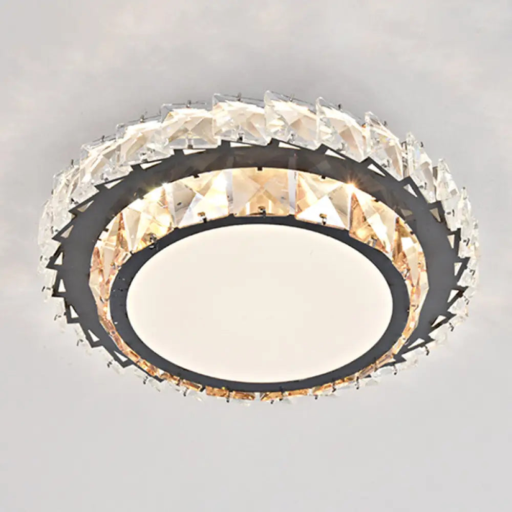 Modern Crystal Led Flush Mount Ceiling Light In Stainless - Steel For Corridors / Third Gear H