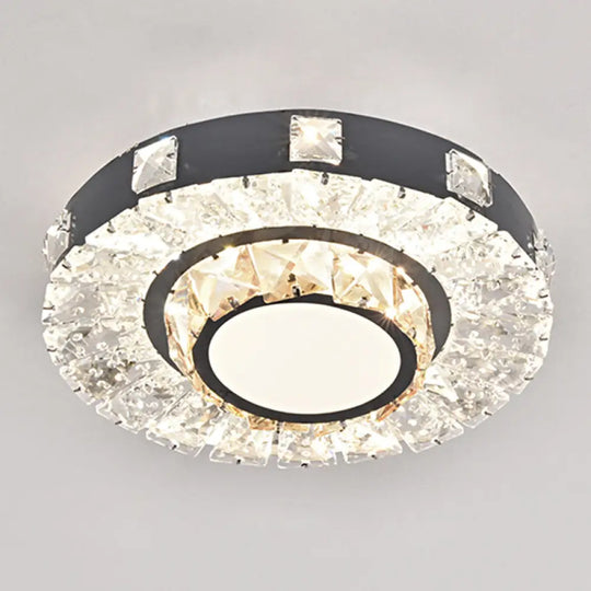 Modern Crystal Led Flush Mount Ceiling Light In Stainless - Steel For Corridors / Third Gear I