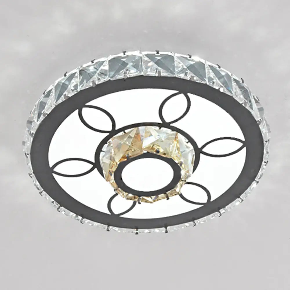 Modern Crystal Led Flush Mount Ceiling Light In Stainless - Steel For Corridors / White A