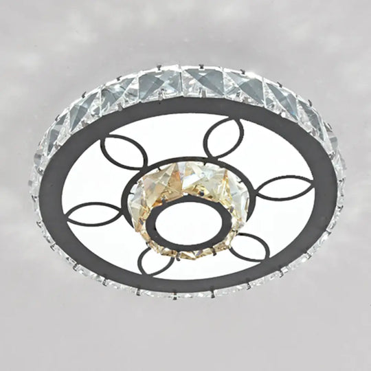 Modern Crystal Led Flush Mount Ceiling Light In Stainless - Steel For Corridors / White A