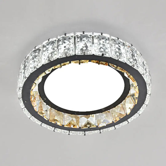 Modern Crystal Led Flush Mount Ceiling Light In Stainless - Steel For Corridors / White B