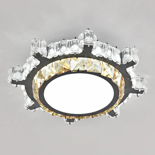 Modern Crystal Led Flush Mount Ceiling Light In Stainless - Steel For Corridors / White D