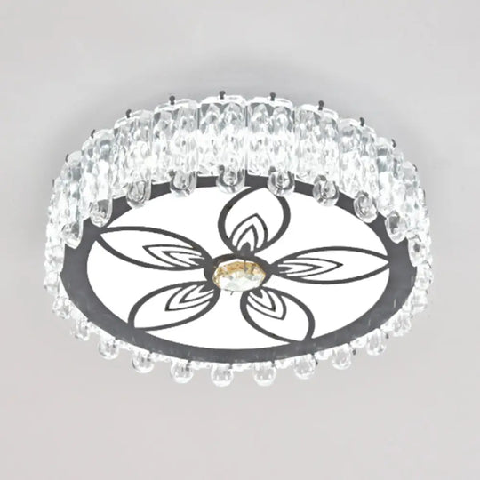 Modern Crystal Led Flush Mount Ceiling Light In Stainless - Steel For Corridors / White E