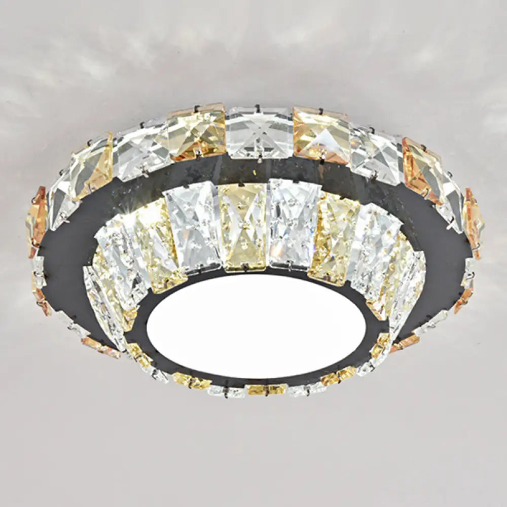 Modern Crystal Led Flush Mount Ceiling Light In Stainless - Steel For Corridors / White F