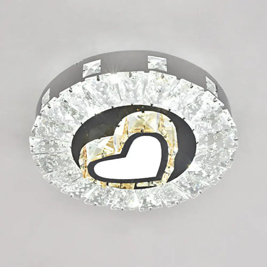 Modern Crystal Led Flush Mount Ceiling Light In Stainless - Steel For Corridors / White J