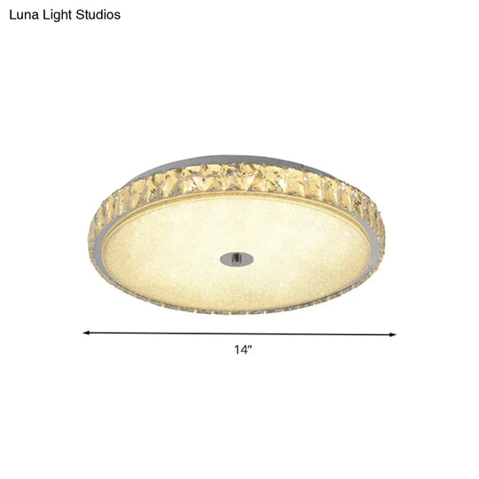 Modern Crystal Led Flush Mount Lamp - 14’/23.5’/31.5’ Round Bedroom Ceiling Light With Chrome Finish