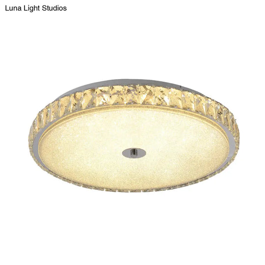 Modern Crystal Led Flush Mount Lamp - 14’/23.5’/31.5’ Round Bedroom Ceiling Light With Chrome Finish