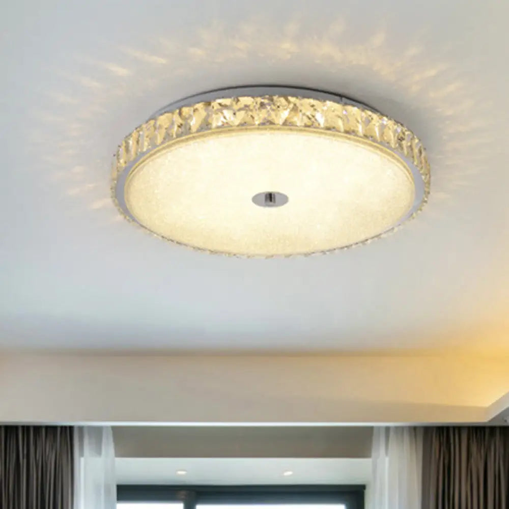 Modern Crystal Led Flush Mount Lamp - 14’/23.5’/31.5’ Round Bedroom Ceiling Light With Chrome