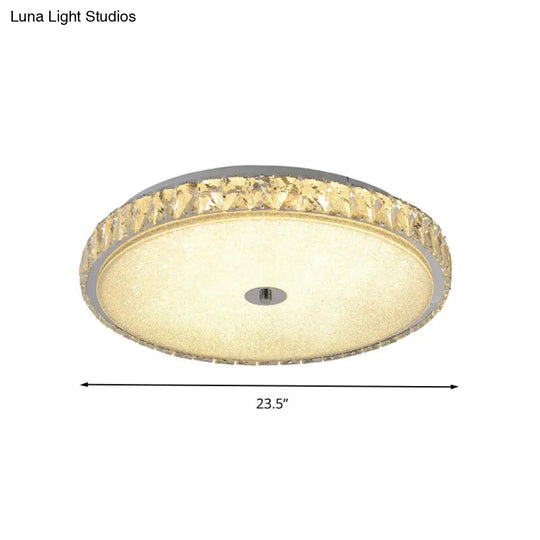 Modern Crystal Led Flush Mount Lamp - 14’/23.5’/31.5’ Round Bedroom Ceiling Light With Chrome Finish