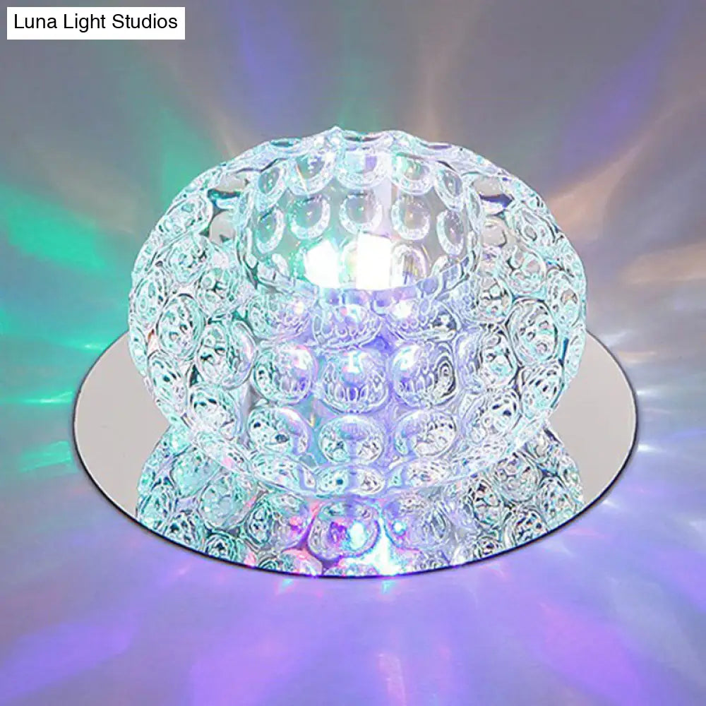 Modern Crystal Led Flush Mount Lighting Fixture - Donut Shape For Hallway