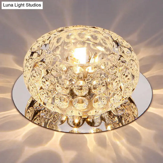 Modern Crystal Led Flush Mount Lighting Fixture - Donut Shape For Hallway