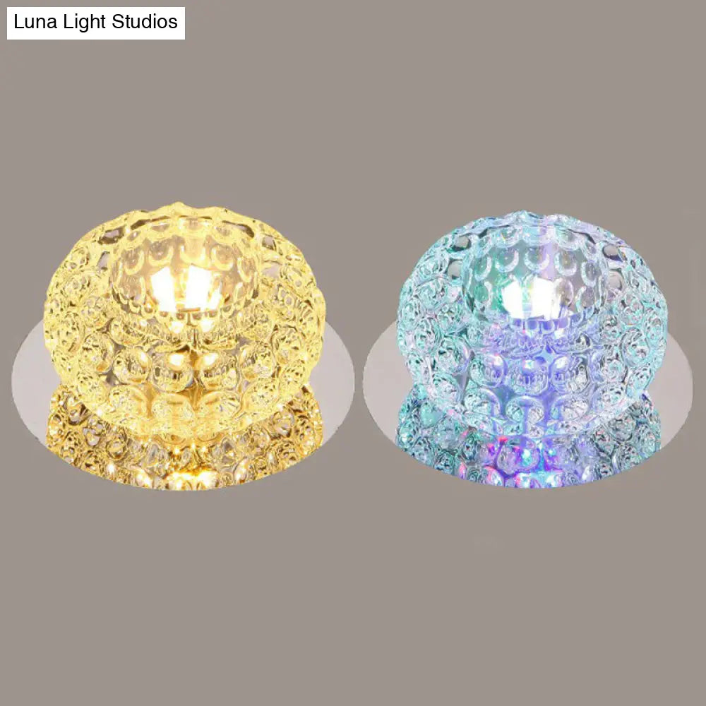 Modern Crystal Led Flush Mount Lighting Fixture - Donut Shape For Hallway Clear / 3W Third Gear