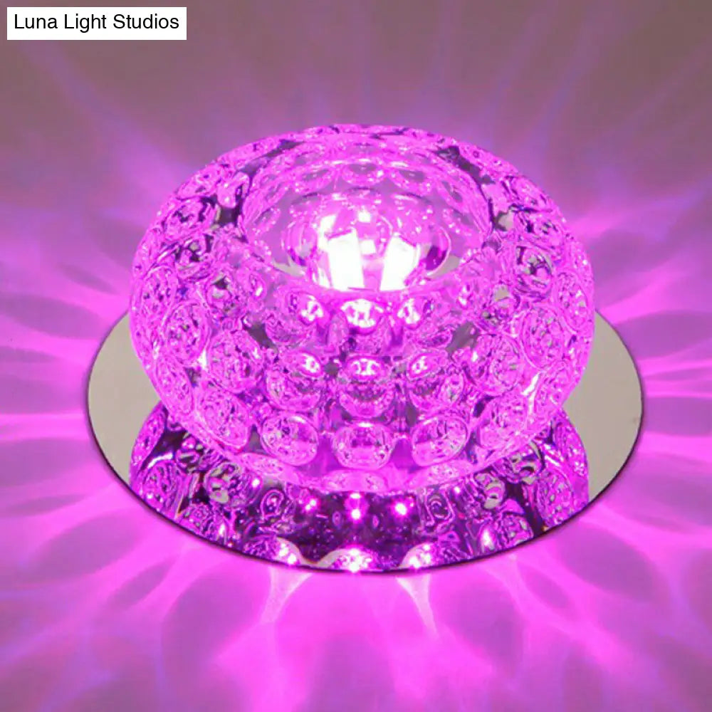 Modern Crystal Led Flush Mount Lighting Fixture - Donut Shape For Hallway Clear / 3W Purple