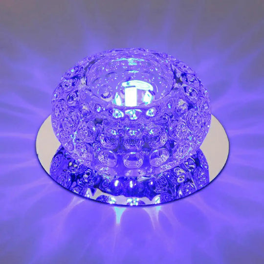 Modern Crystal Led Flush Mount Lighting Fixture - Donut Shape For Hallway Clear / 3W Blue