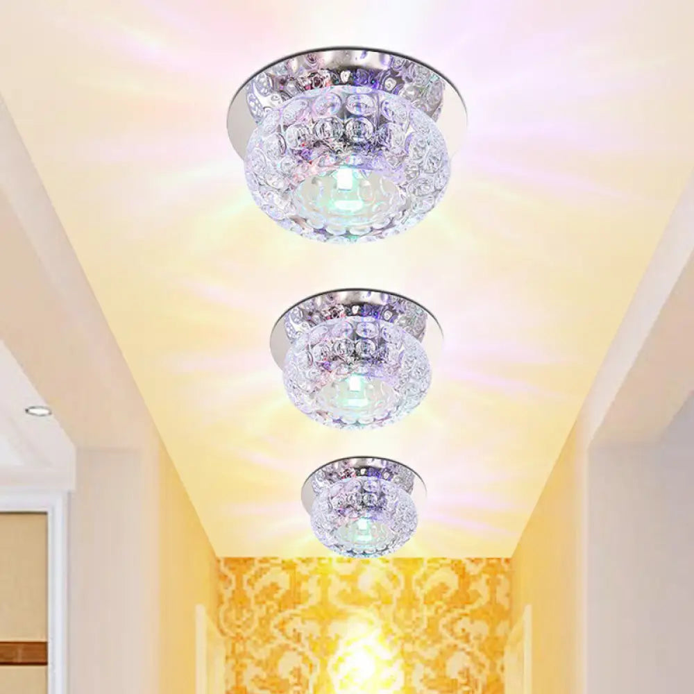 Modern Crystal Led Flush Mount Lighting Fixture - Donut Shape For Hallway Clear / 3W Multi Color