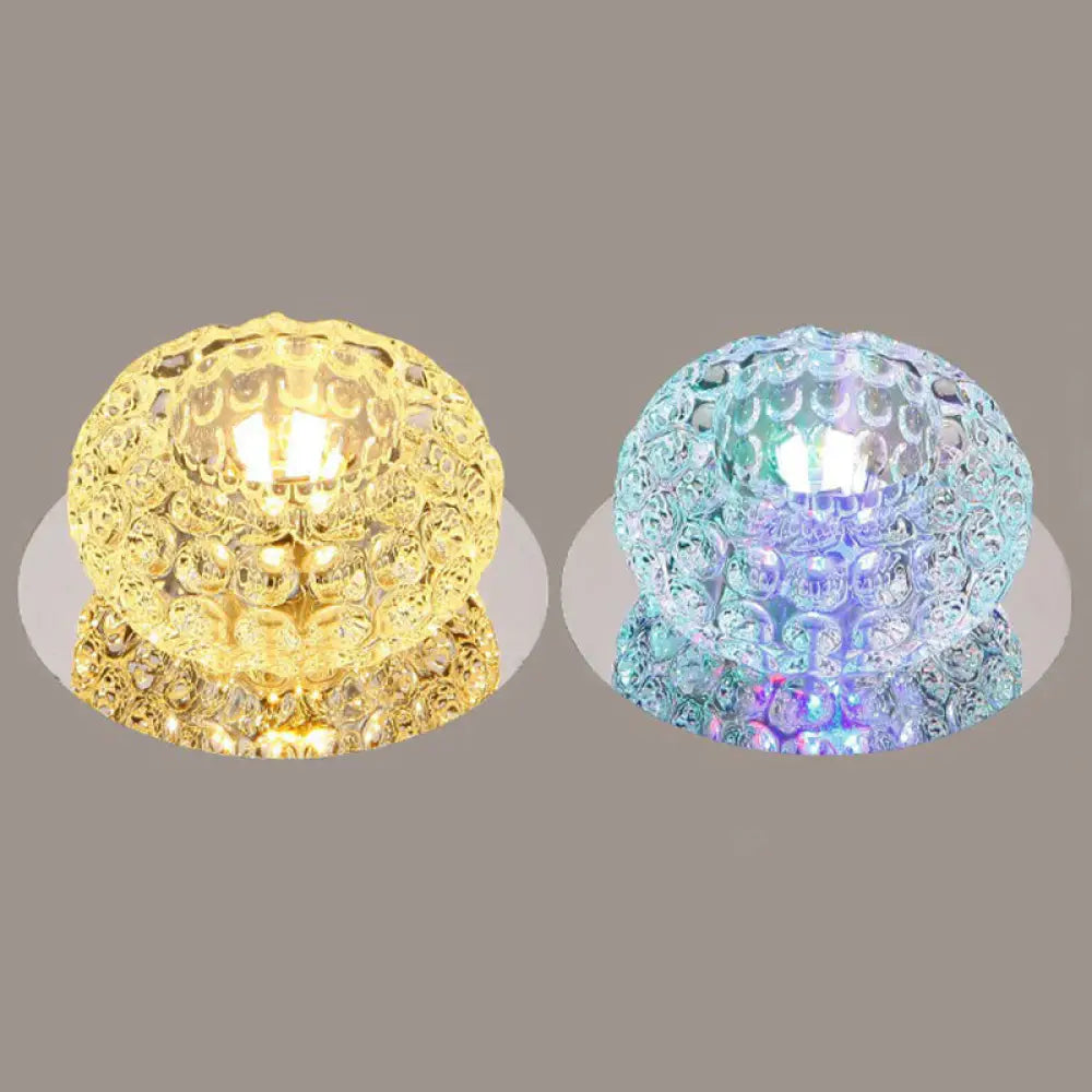 Modern Crystal Led Flush Mount Lighting Fixture - Donut Shape For Hallway Clear / 3W Third Gear