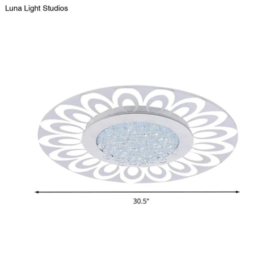 Modern Crystal Led Flush Mount Lighting In Multiple Light Options Various Sizes Available White /
