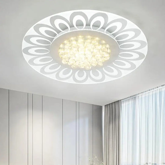 Modern Crystal Led Flush Mount Lighting In Multiple Light Options Various Sizes Available White /