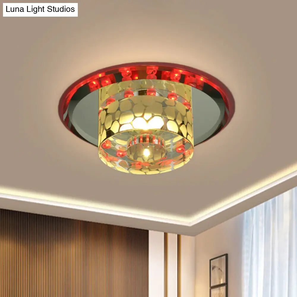 Modern Crystal Led Flushmount Ceiling Light For Living Room