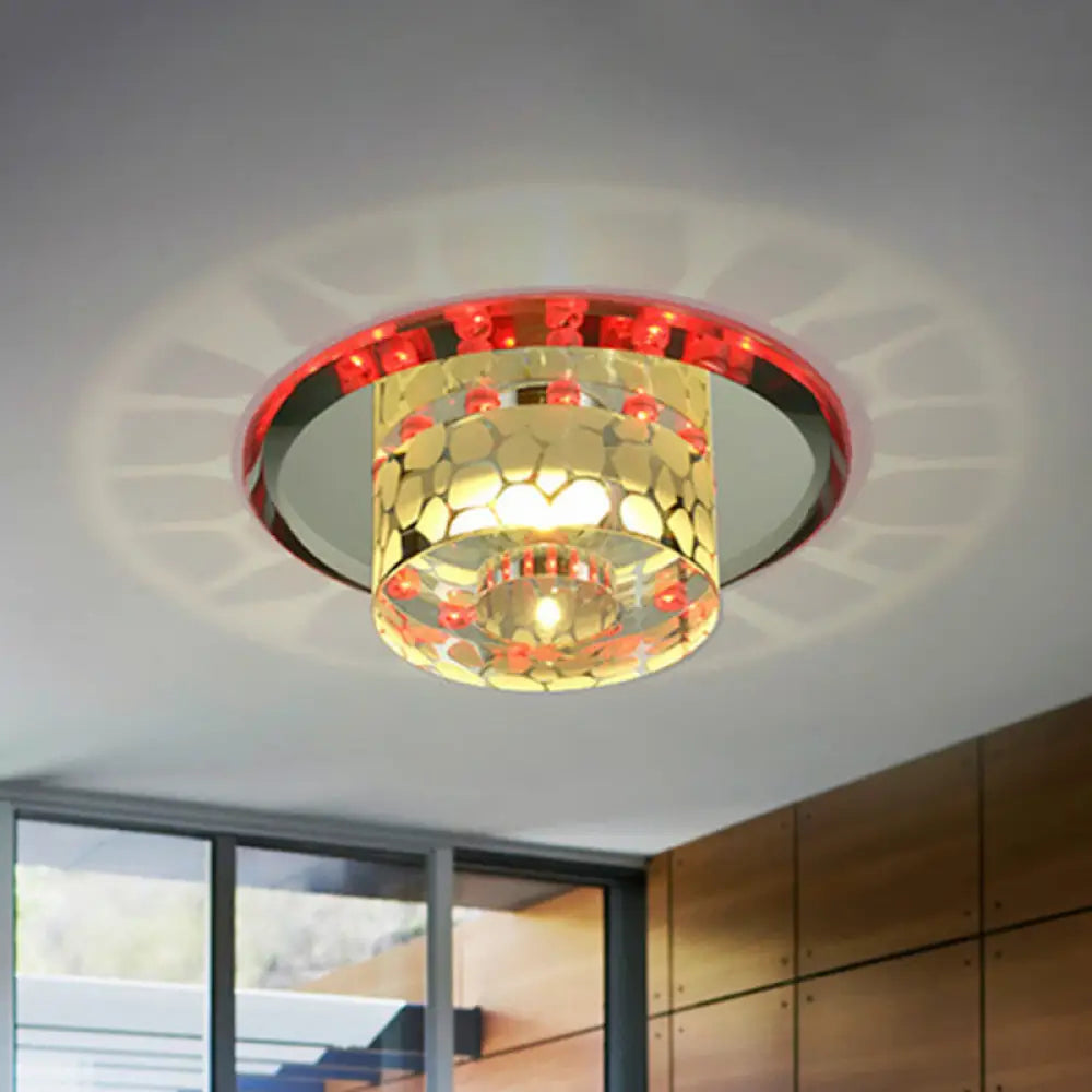 Modern Crystal Led Flushmount Ceiling Light For Living Room Clear