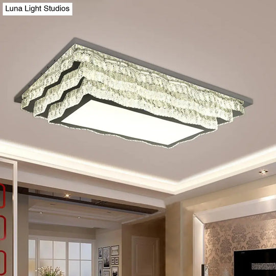 Modern Crystal Led Flushmount Ceiling Light In Cognac For Living Room