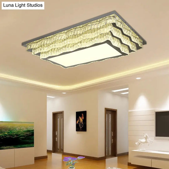 Modern Crystal Led Flushmount Ceiling Light In Cognac For Living Room