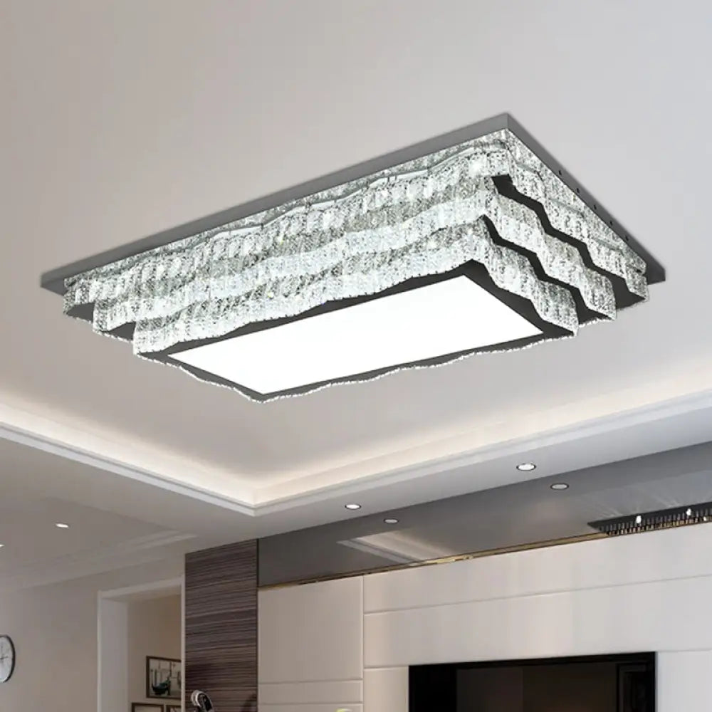 Modern Crystal Led Flushmount Ceiling Light In Cognac For Living Room