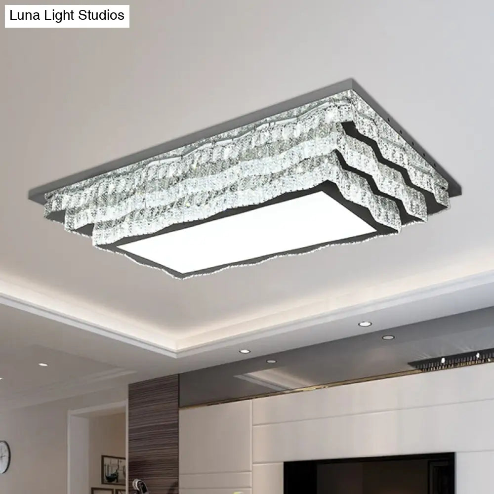 Modern Crystal Led Flushmount Ceiling Light In Cognac For Living Room