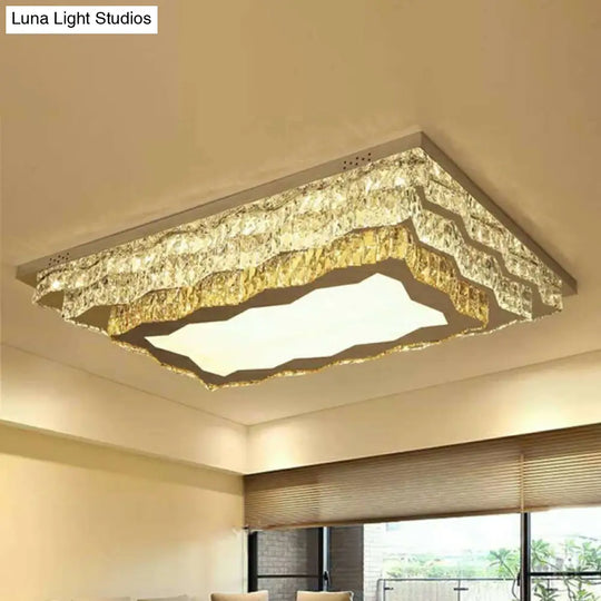 Modern Crystal Led Flushmount Ceiling Light In Cognac For Living Room