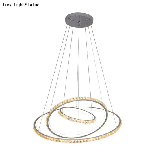 Modern Crystal Led 3-Tier Gold Chandelier With Dual Light Options