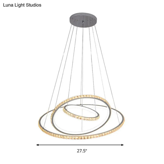 Modern Crystal Led 3-Tier Gold Chandelier With Dual Light Options