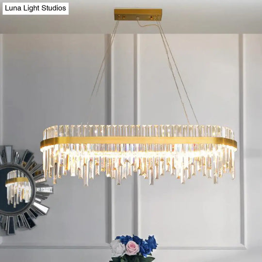 Modern Crystal Led Chandelier Pendant Light For Dining Room - 1-Tier Gold Ceiling Fixture