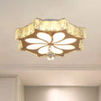Modern Crystal Led Gold Flush Mount Lighting For Corridor - Flower Flushmount