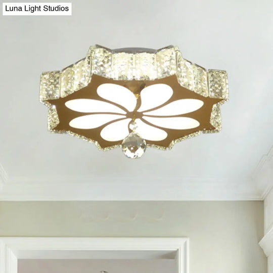 Modern Crystal Led Gold Flush Mount Lighting For Corridor - Flower Flushmount