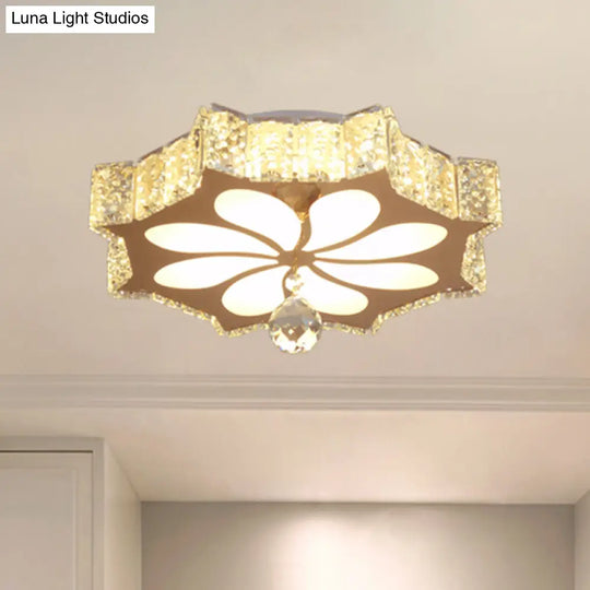 Modern Crystal Led Gold Flush Mount Lighting For Corridor - Flower Flushmount