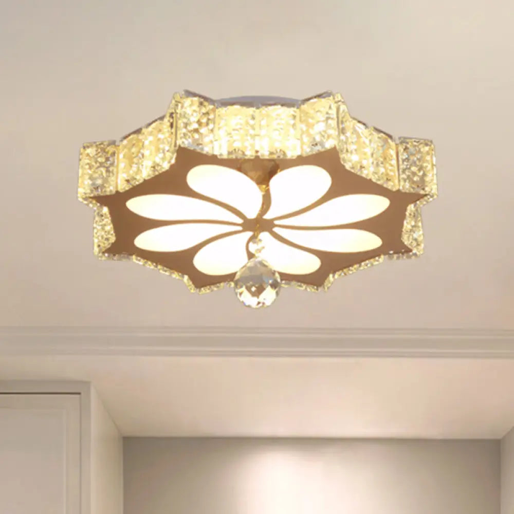 Modern Crystal Led Gold Flush Mount Lighting For Corridor - Flower Flushmount