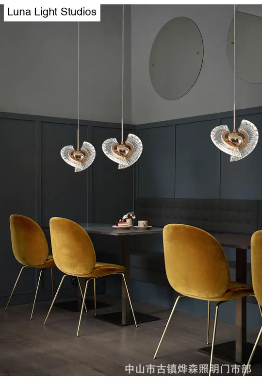 Modern Crystal Led Pendant Light In Gold For Living Room