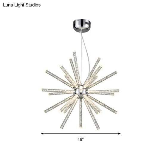 Modern Crystal Led Starburst Chandelier Pendant Light - 12.5’/18’/28’ Wide Clear Hanging