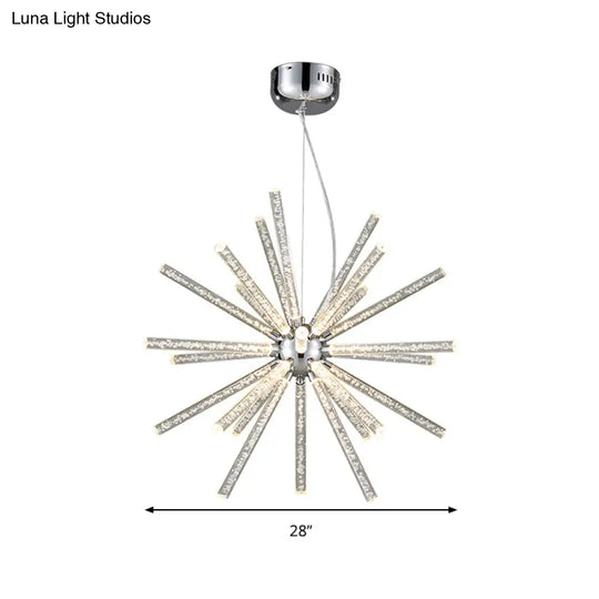 Modern Crystal Led Starburst Chandelier Pendant Light - 12.5’/18’/28’ Wide Clear Hanging