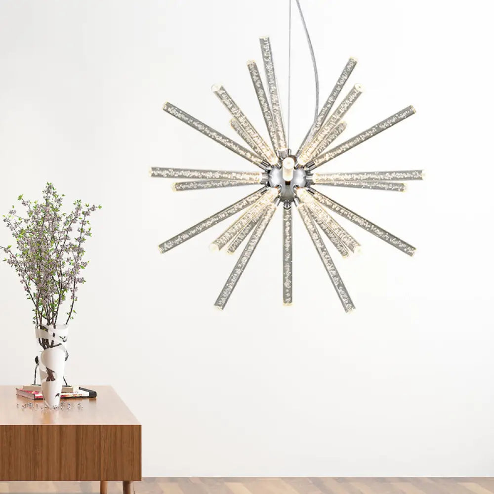 Modern Crystal Led Starburst Chandelier Pendant Light - 12.5’/18’/28’ Wide Clear Hanging