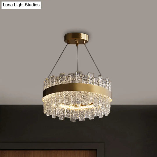 Modern Crystal Loop Pendant Light With Brass Finish And Led