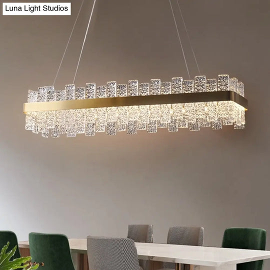 Modern Crystal Loop Pendant Light With Brass Finish And Led