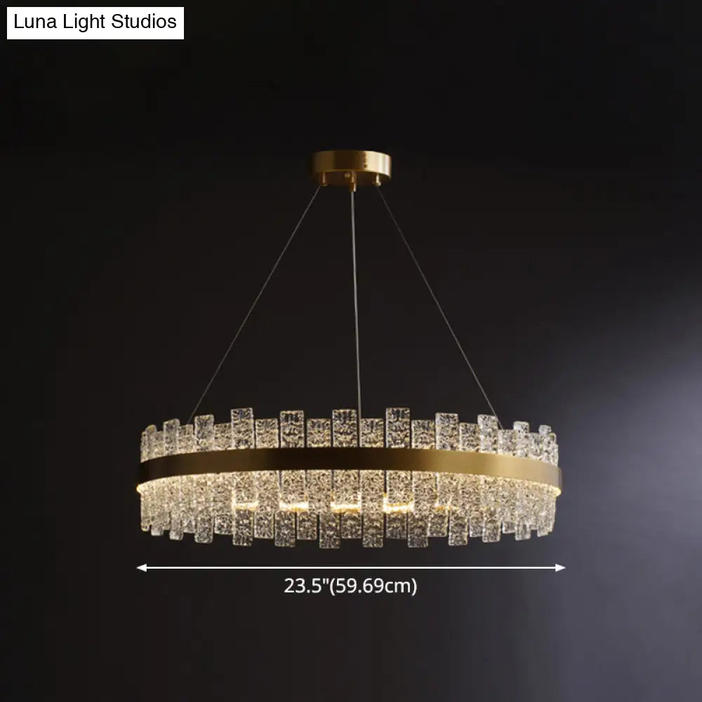 Modern Crystal Loop Pendant Light With Brass Finish And Led